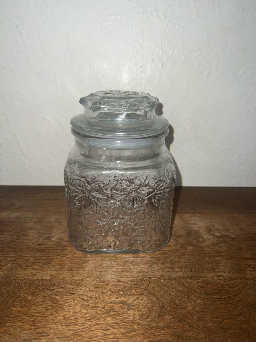 PRINCESS HOUSE Fantasia Poinsettia Crystal Canister Cookie Jar with Lid Vintage